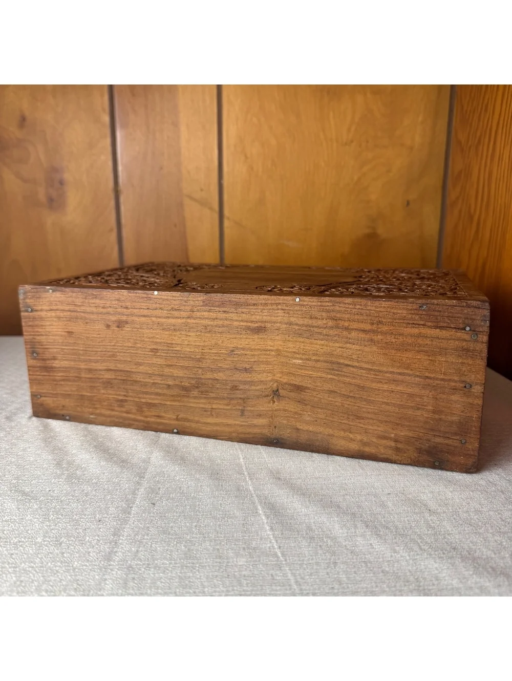 Vintage Hand Carved Wooden Desk Organizer Letter Holder Mail Sorter Boho